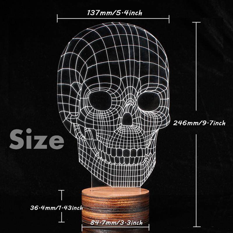 Skull Shape 3D Illusion Bulb LED Night Light USB Table Desk Energy Saving Lamp