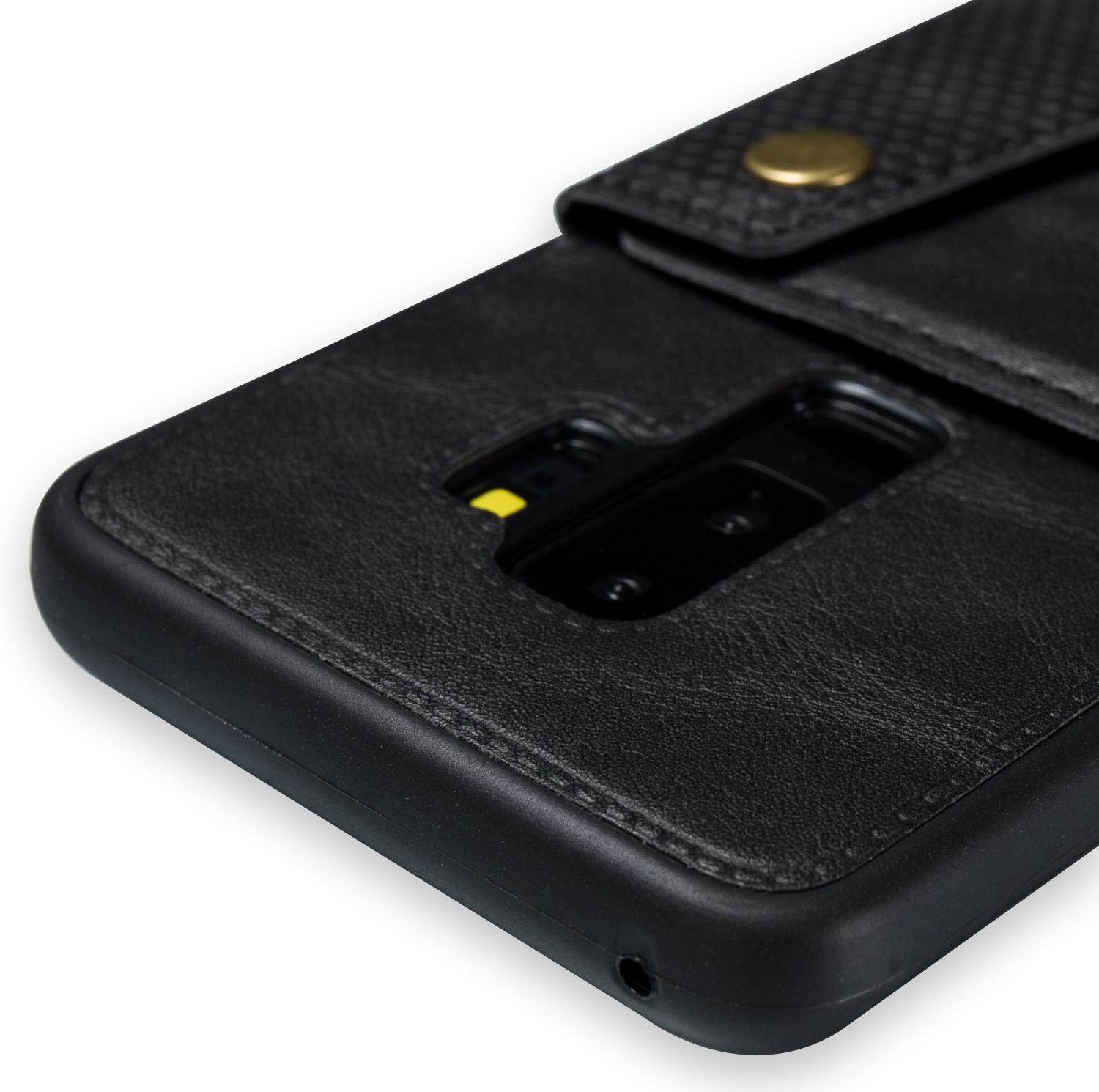 Cho Samsung s9plus S9 + da trường hợp nhiều Folio lật Bìa Wallet trở lại trường hợp vỏ, có thể làm việc với gắn trên xe hơi, ẩn thẻ tín dụng ID khe giữ, retro nút kim loại clasp, đứng hỗ trợ