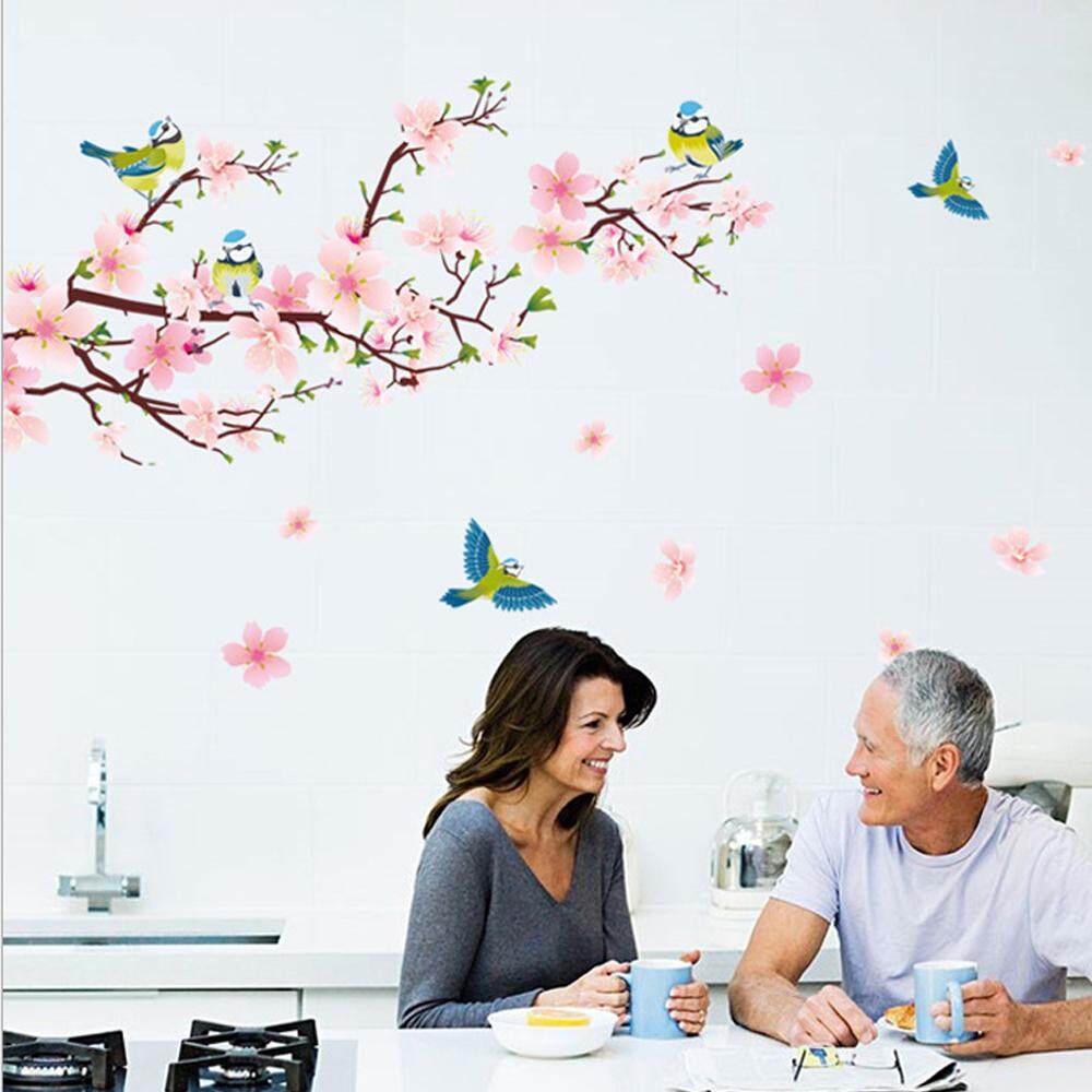 Peach Blossom Tree Magpies PVC Wall Decals DIY Home Sticker WallPaper Vinyl Wall arts Pictures Removable Murals For House Decoration Baby Living Rooms Bedroom Toilet