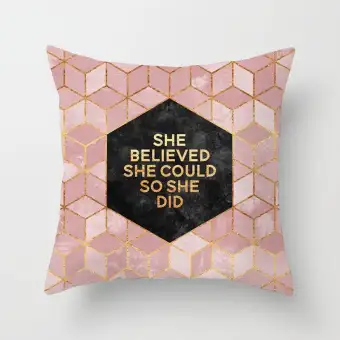 Sweet Home Cushion Cover Polyester Geometry Pillow Case Pink