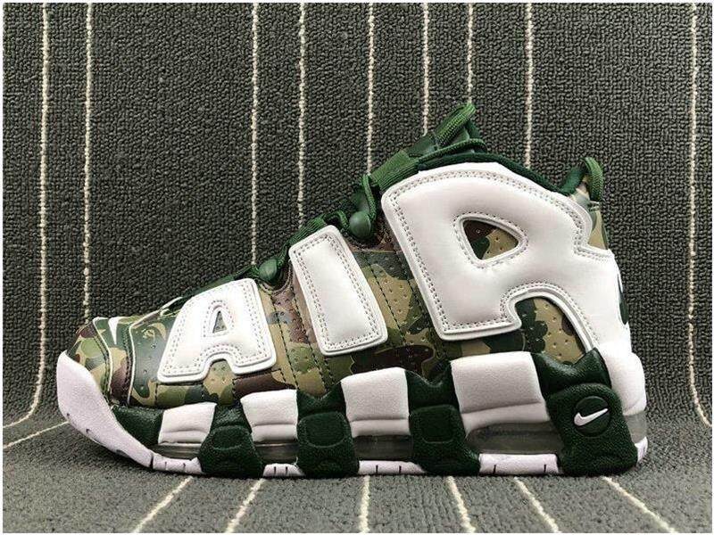 Populer Atasan Original Kualitas Bape X NIKE_air _ Lebih Uptempo Custom Camo Hijau Putih Sepatu Basket
