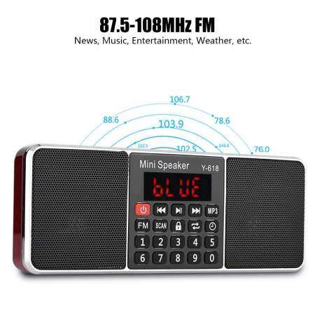 87.5-108 เมกะเฮิร์ตซ์วิทยุเอฟเอ็มสเตอริโอ PW ตัดหน่วยความจำ TF/USB เพลงแฮนด์ฟรี MP3 Radio - INTL