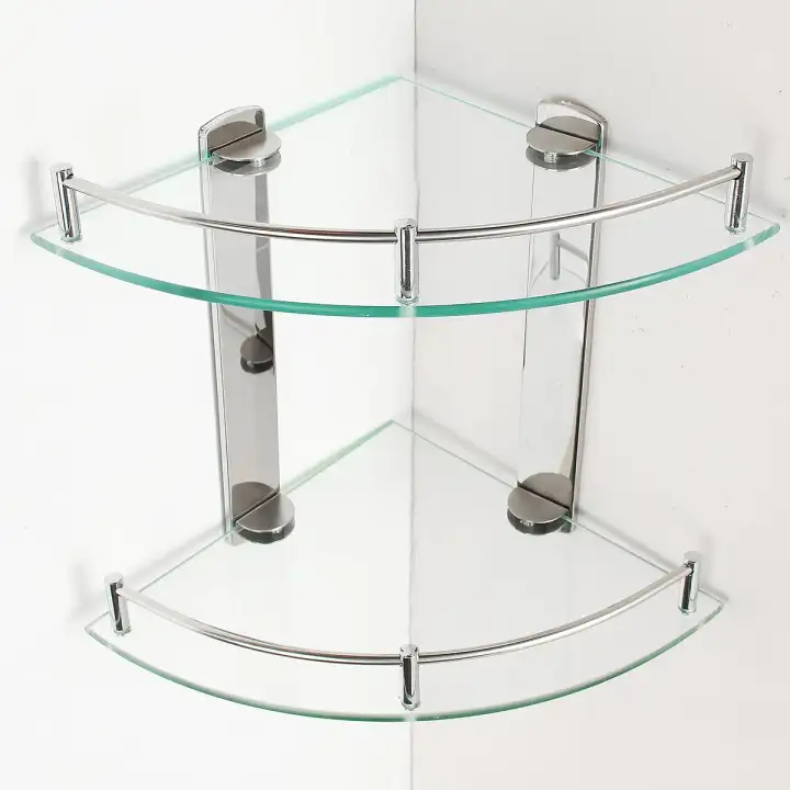 bathroom corner shelf glass