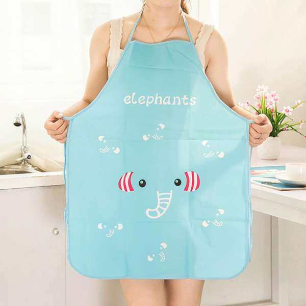 Home Women Waterproof Cartoon Kitchen Restaurant Cooking Bib Aprons Blue Type:Elephant