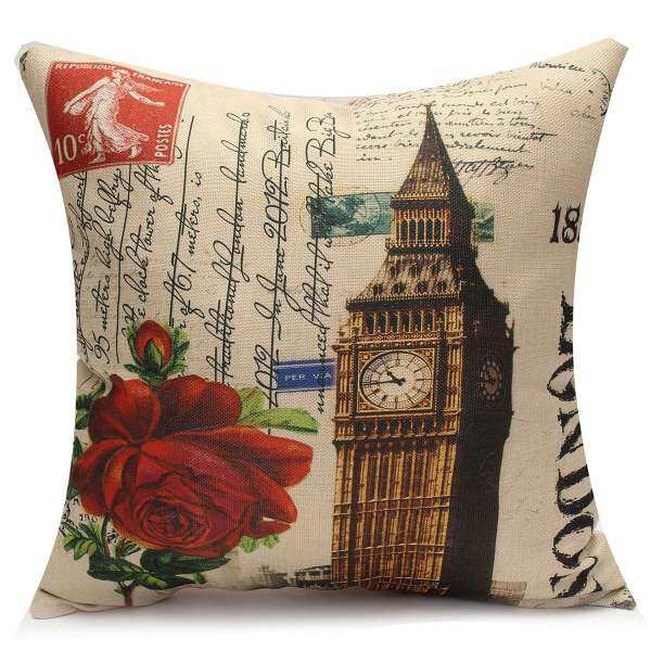 Vintage Case Sofa Waist Throw Bed Cotton Linen Home Decor Cushion Cover Pillow #01