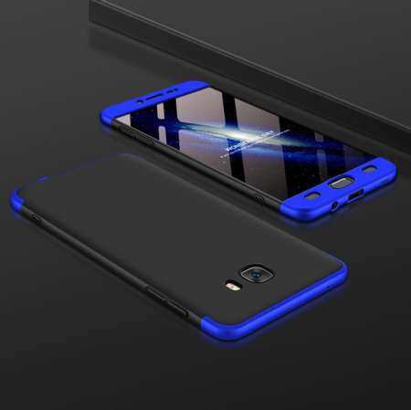 GKK สำหรับซัมซุงกาแล็คซี่ C9 Pro สามย่อหน้า 360 องศาความคุ้มครองเต็มรูปแบบ PC ป้องกันกรณีฝาหลัง (สีดำ + สีฟ้า) - INTL