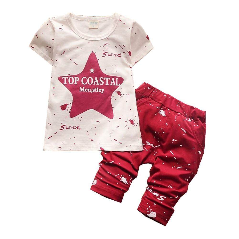 2Pcs Toddler Boys Star Print Pullover Tops+Long Pant Casual Sets Outfits