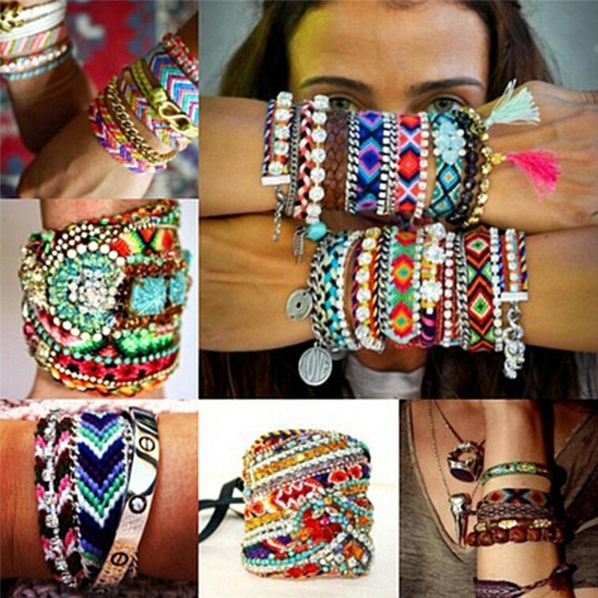 Friendship Bracelet Handmade Woven Rope String Hippy Boho Embroidery Bracelets Multicolor