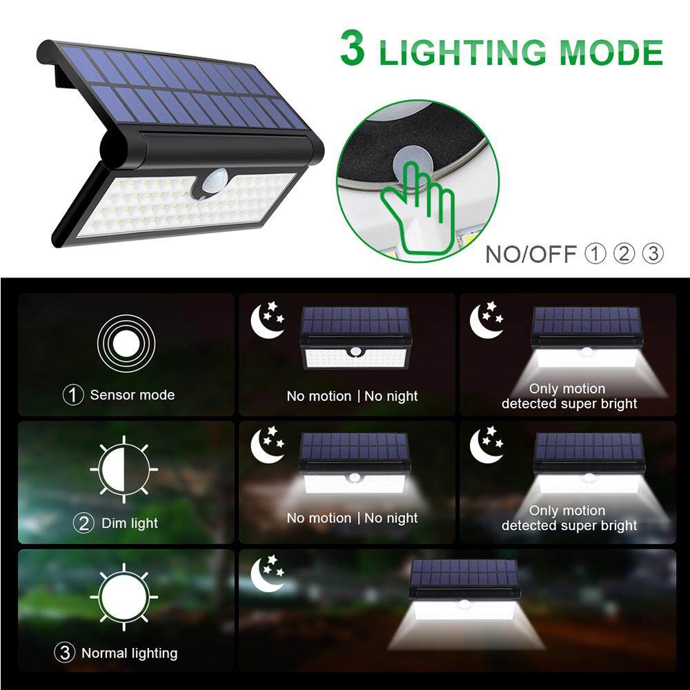 GLIME 3 Wát 58x LED 2835600LM Điều Khiển Ánh Sáng & Con Người Cảm Ứng Năng Gấp Tường Năng Lượng Mặt Trời Làm Việc Ánh Sáng