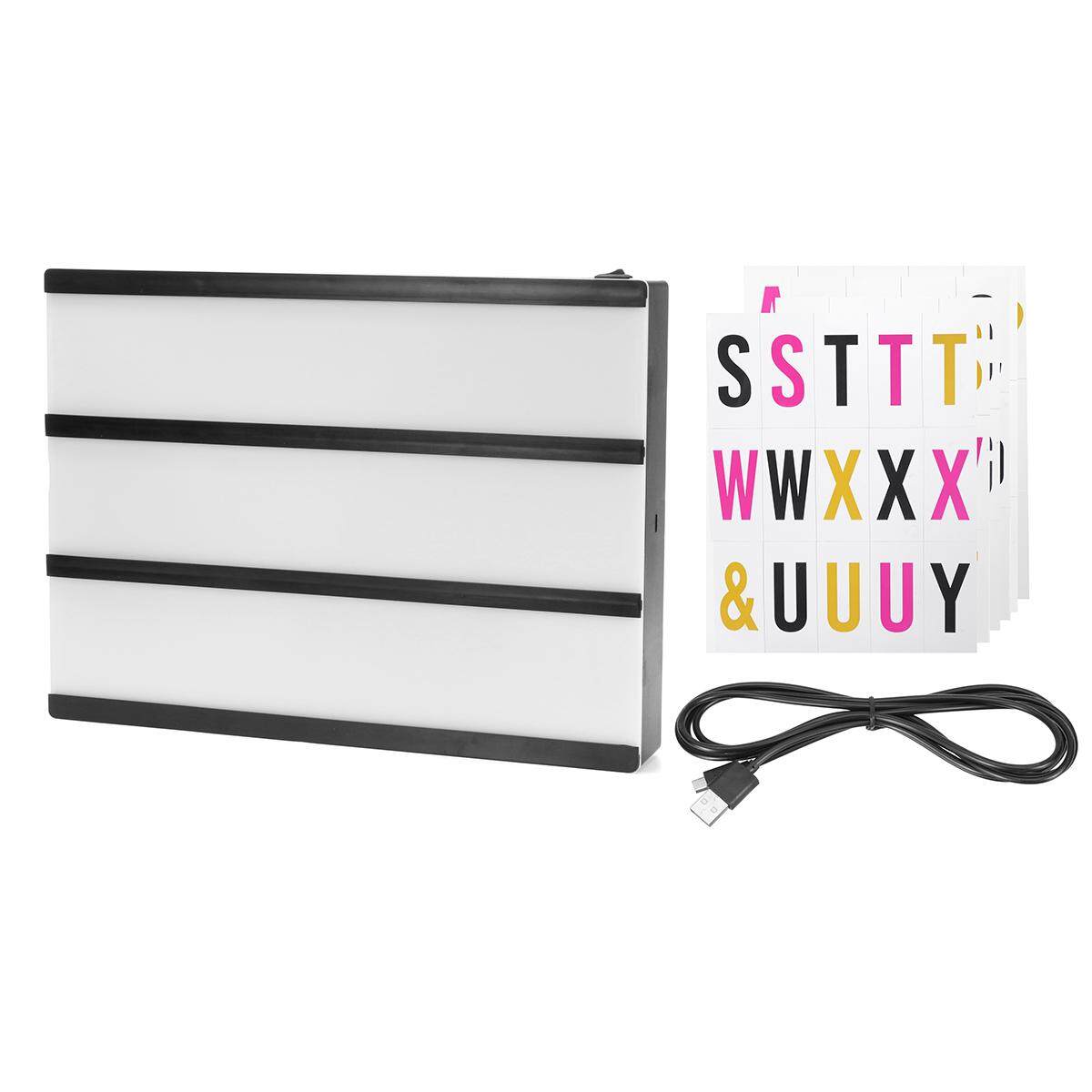 A4 CINEMATIC LIGHT UP LETTER BOX LED SIGN WEDDING PARTY CINEMA PLAQUE SHOP USB (Black) - intl