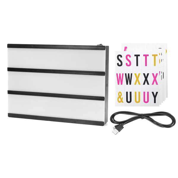 A4 CINEMATIC LIGHT UP LETTER BOX LED SIGN WEDDING PARTY CINEMA PLAQUE SHOP USB (Black) - intl