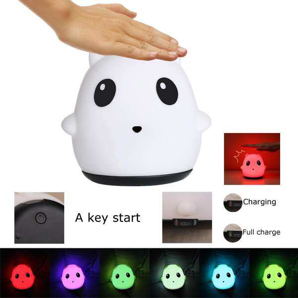 7-Color Soft Silicone Panda Night Light LED Sleeping Lamp Baby Nursery Breathing - intl