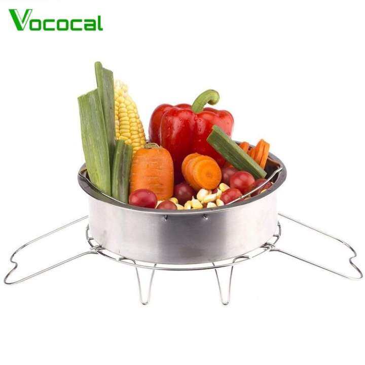 stainless steel steamer rack trivet with handles for electric pressure cookers instant pot home kitchen restaurant cooking