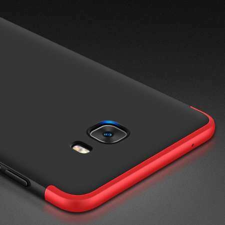 GKK สำหรับซัมซุงกาแล็คซี่ C9 Pro สามย่อหน้า 360 องศาความคุ้มครองเต็มรูปแบบ PC ป้องกันกรณีฝาหลัง (สีดำ + สีฟ้า) - INTL