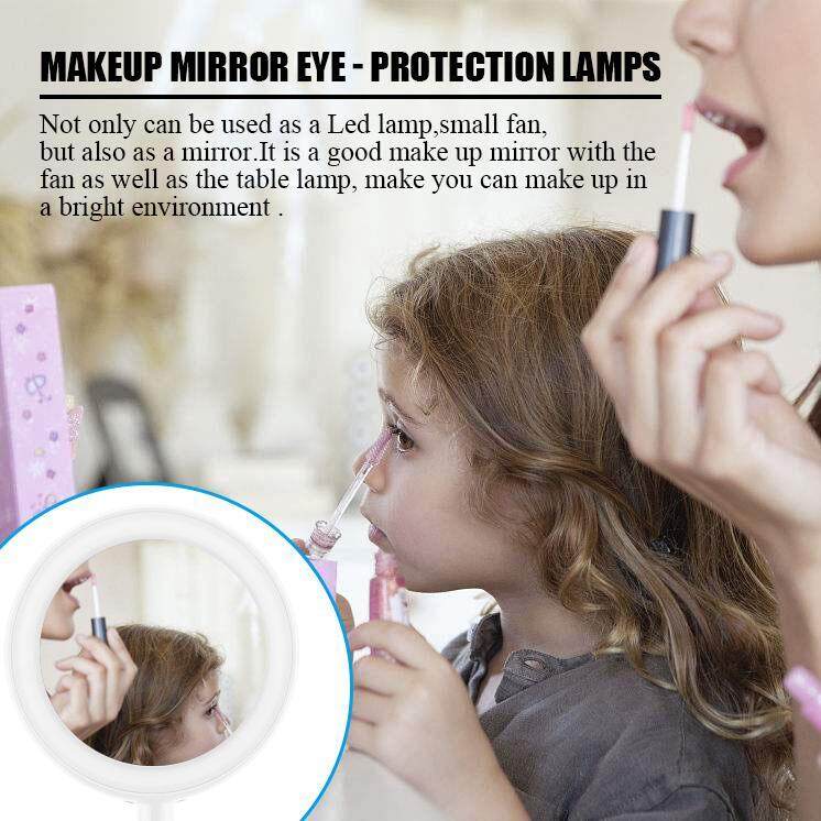 Led Makeup Mirror Eye - protection Lamps Stepless Adjustable Touch Control Table Lamp with fan - intl