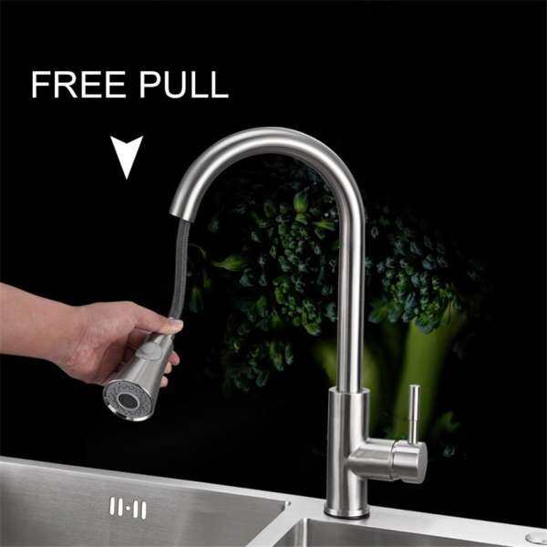 Modern New Brushed Nickel Kitchen Faucet High Quality Pull Out Single Handle Faucet