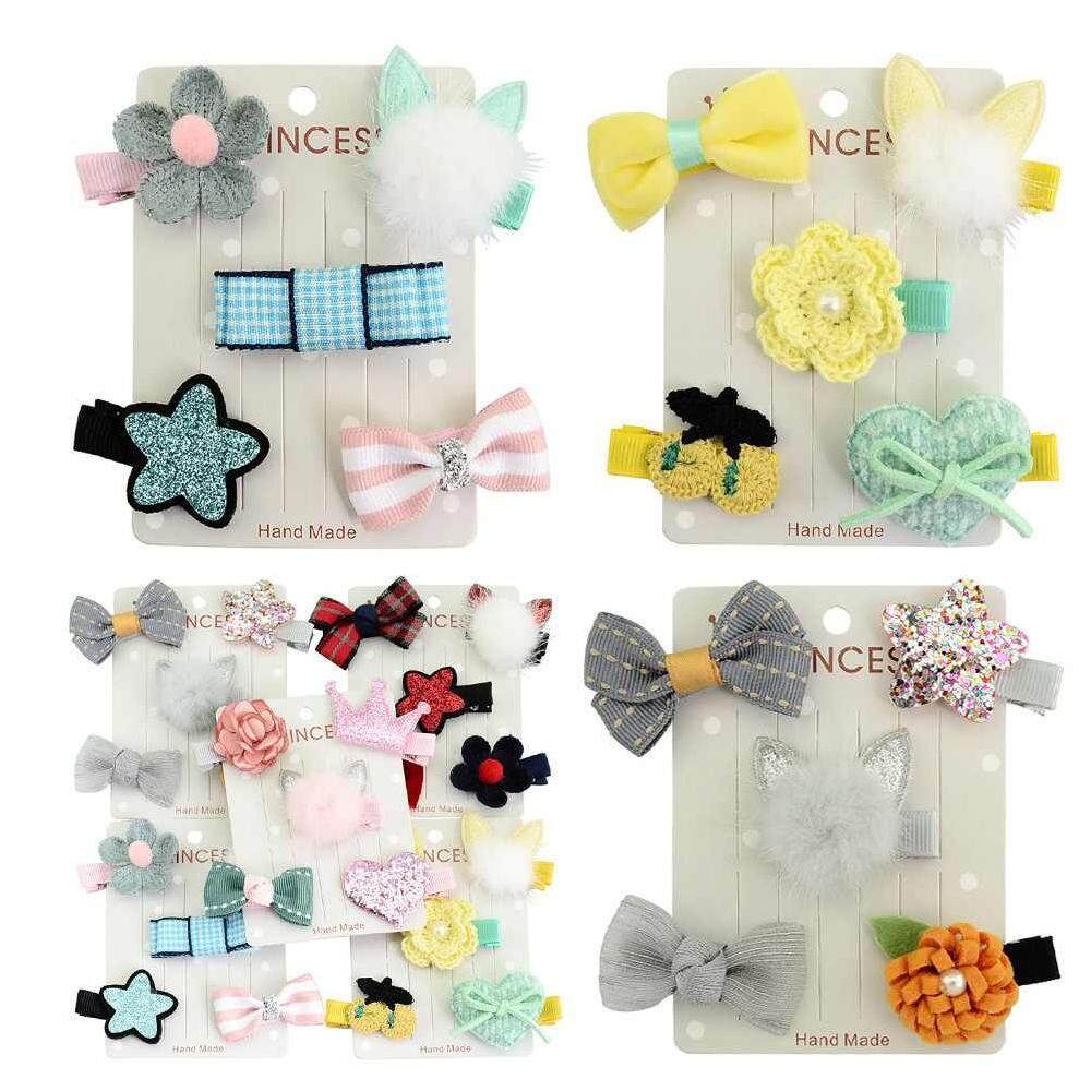Kid Toddler Hair Star Mini Flower 5Pcs//set Bow Clips Hairpins Barrettes Baby