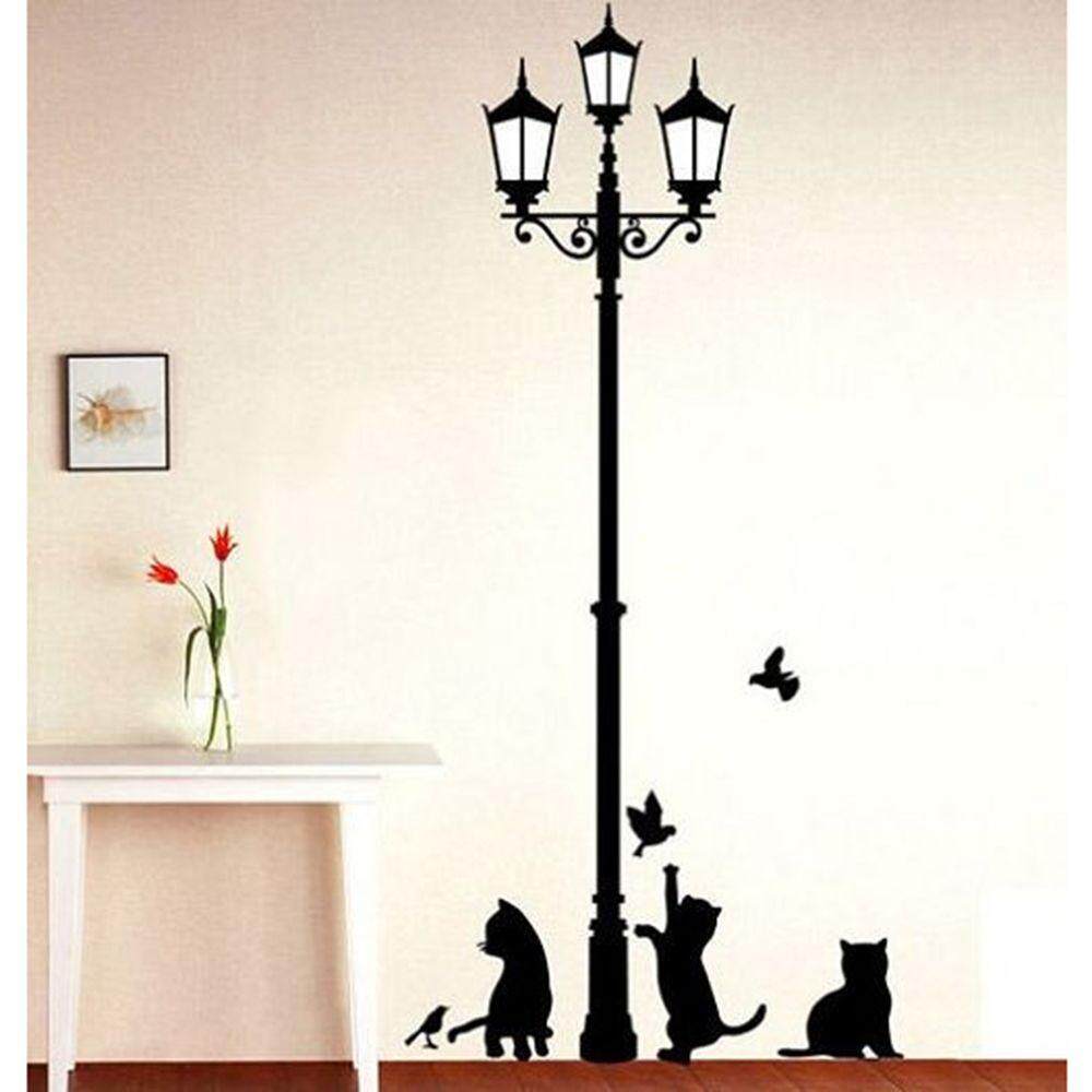 Ancient Lamp Cats and Birds Wall Sticker Home Decor Room Wallpaper