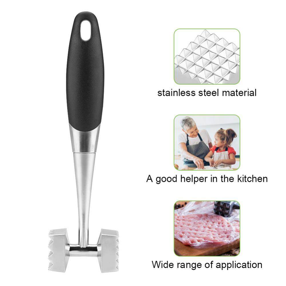 Stainless Steel Double Sided Beaf Steak Mallet Meat Tenderizer Hammer Kitchen Cooking Tool - intl