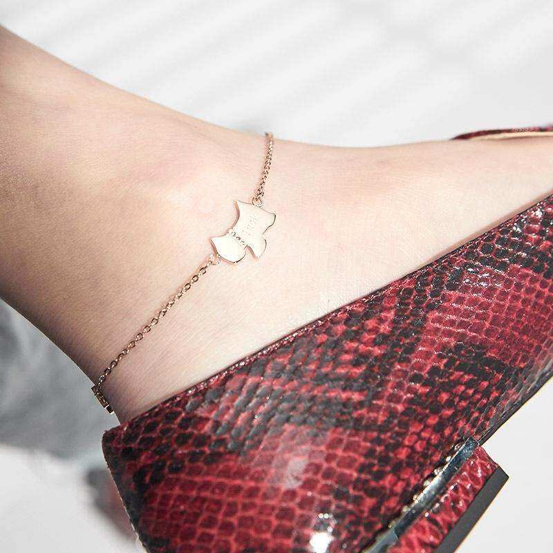 【2 Minus 5 Yuan, 3 Minus 10 Yuan】2018 Baru Gelang Kaki Emas Mawar Perempuan Versi Korea dari Yang Sederhana Mahasiswa Bagian Sen dari Bel Seksi Titanium Baja Tidak Memudar rantai Pergelangan Kaki-Intl
