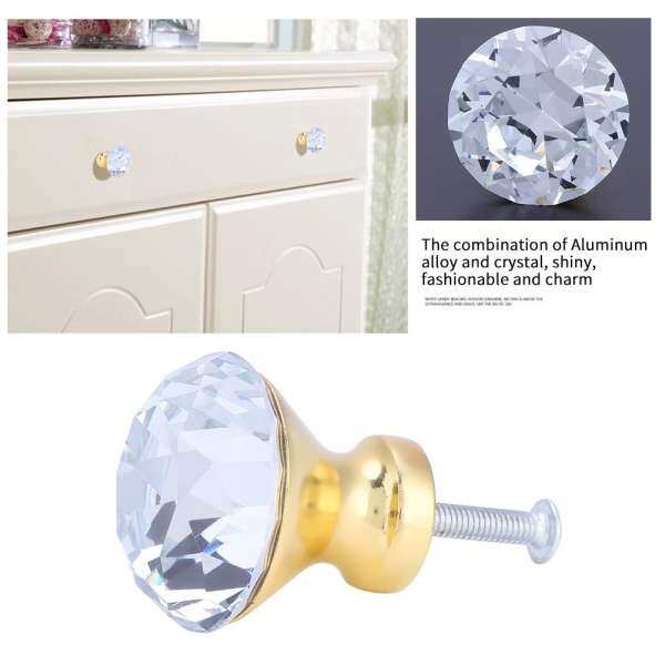 Qianmei 10Pcs 30mm Crystal Ball Door Pull Drawer Cabinet Furniture Accessory Handle Knob with Screw