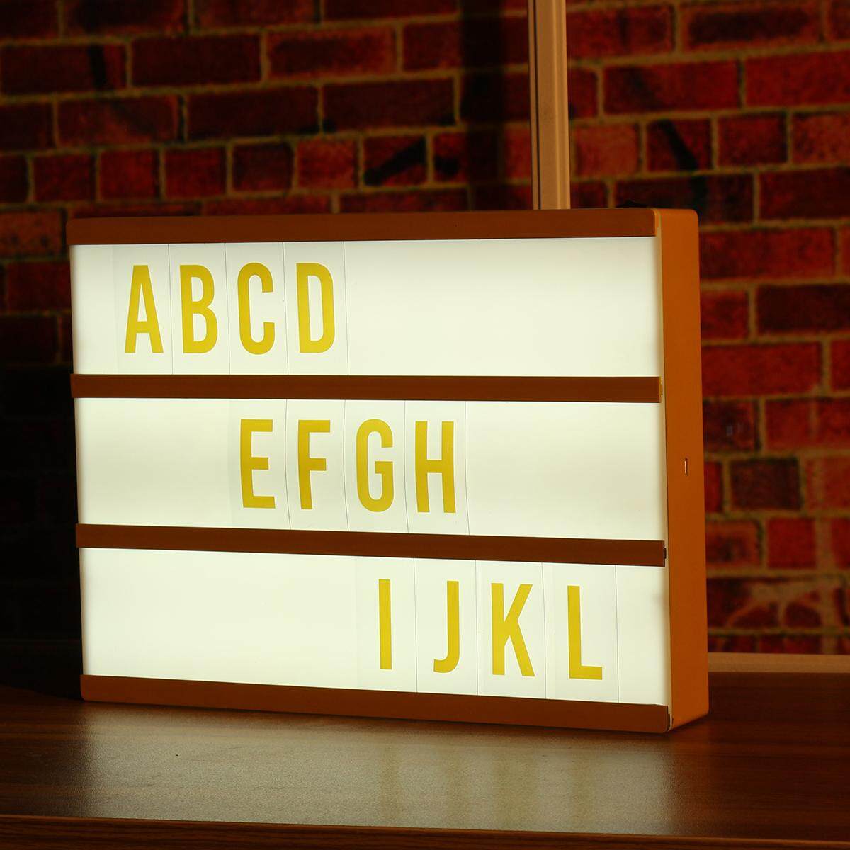 A4 CINEMATIC LIGHT UP LETTER BOX LED SIGN WEDDING PARTY CINEMA PLAQUE SHOP USB (Yellow） - intl