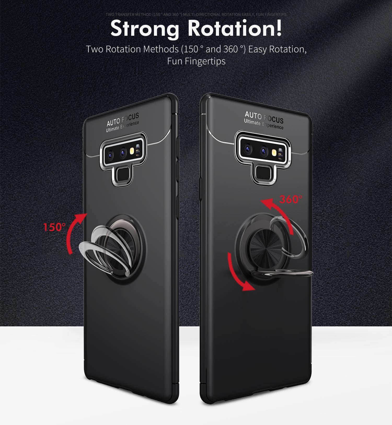 for Samsung Note9 Case [Blue Metal Ring] Soft TPU Case Back Cover, 360 Degree Rotating Hidden Ring Kickstand Holder, Can work with Car Mount, Shockproof, Impact Resistant