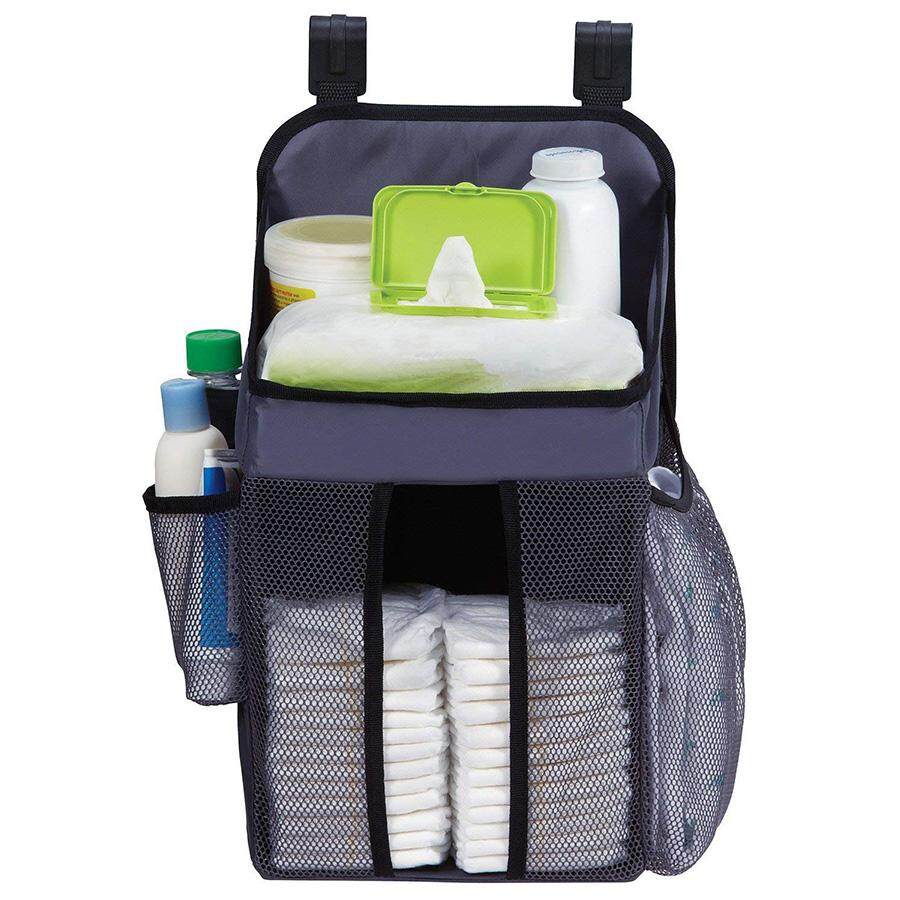 Grey Nursery Organizer Diaper Caddy Diaper Storage Organizer with Plastic Hooks