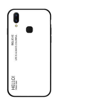 สำหรับ Vivo V11i Gradient สีกระจกเทมเปอร์ปลอกแก้วฝาหลังกันชน TPU อ่อนกรณี