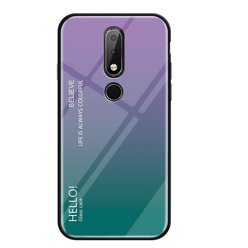 Zeallion Phone Case for [Nokia X6 6.1 1 Plus ] Gradient Tempered Glass Back Cover Protective Phone Case