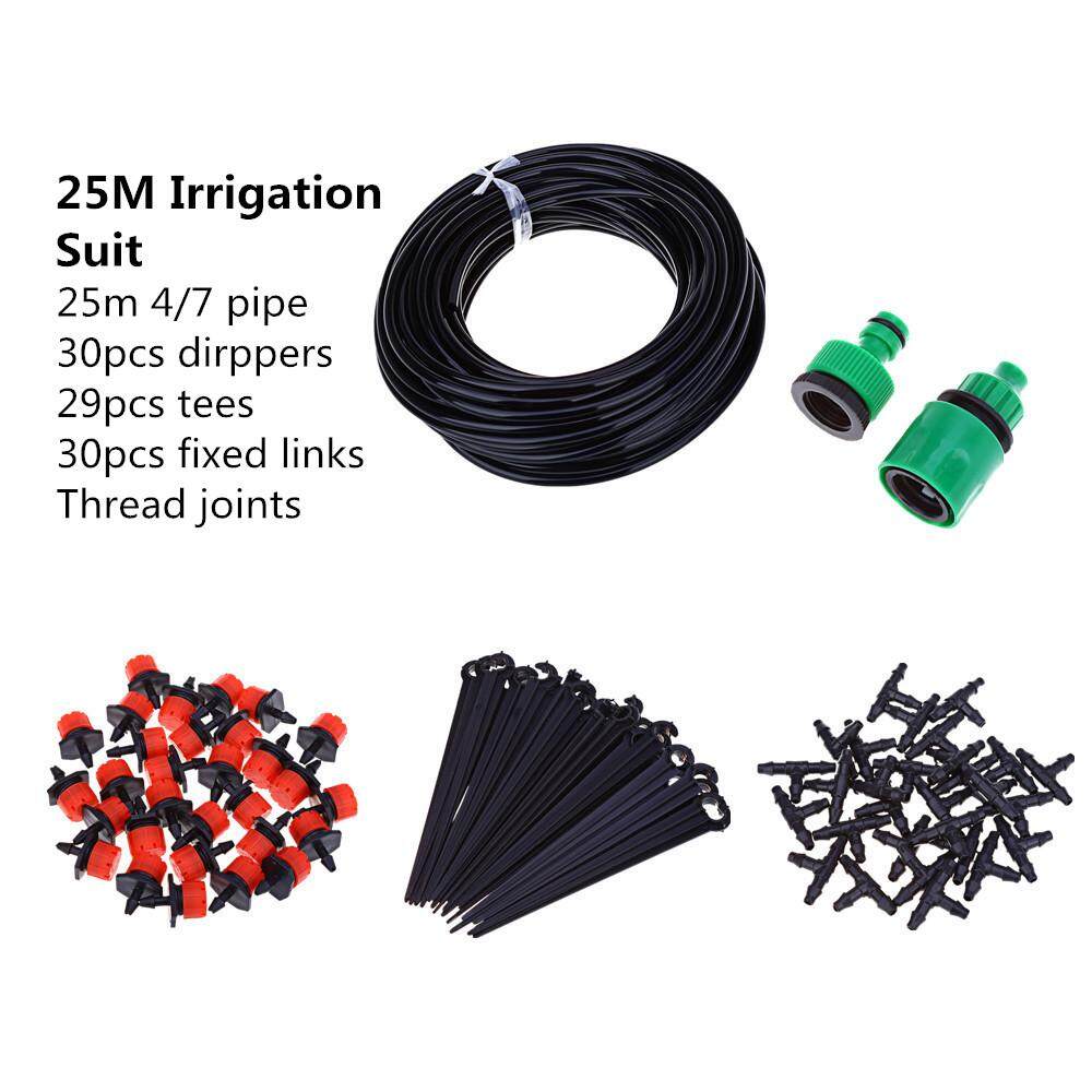 25m Micro Drip Irrigation System Plant Automatic Spray Greenhouse Watering Kits Timer Garden Hose AdjustableDripper Sprinkler