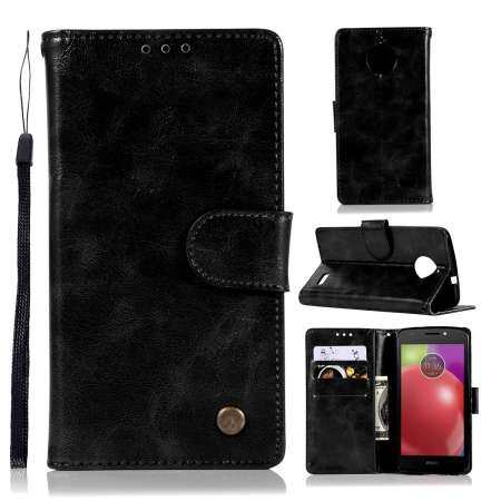 เคสสำหรับโมโตโรล่า Moto E4 PLUS (รุ่นยุโรป) retro VINTAGE หนัง PU ที่จับพลิกแม่เหล็กเคสโทรศัพท์ไอโฟนแบบหนังพร้อมช่องใส่การ์ดและสายคล้องมือ - INTL