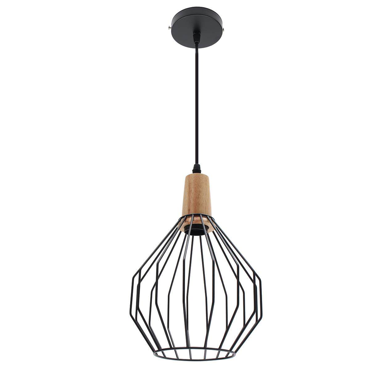 Modern Ceiling Lights Bar LED Lamp Wood Pendant Light Black Chandelier Light