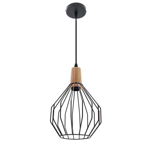 Modern Ceiling Lights Bar LED Lamp Wood Pendant Light Black Chandelier Light