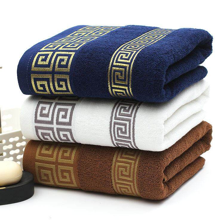 Luxury 100% Cotton Greek Key Embroidered Bath TowelsSupermarket Bathroom Bathing Washcloths Gift - intl