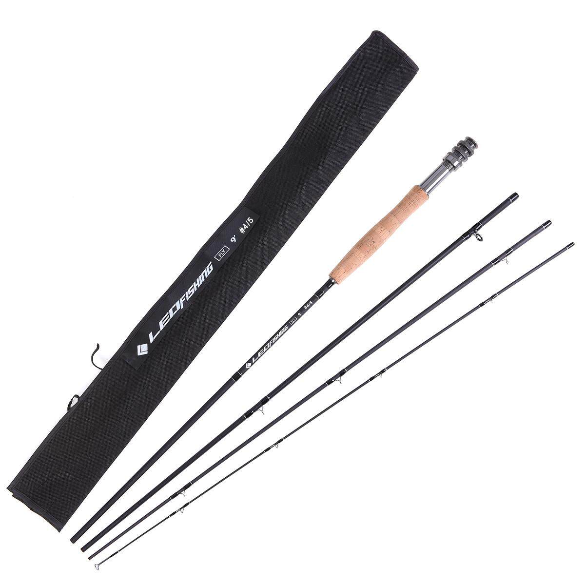 Carbon Fly Fishing Rod 9FT 2.7M 4 Section Fishing Rod Fishing Pole Soft Cork Handle Fly Rod