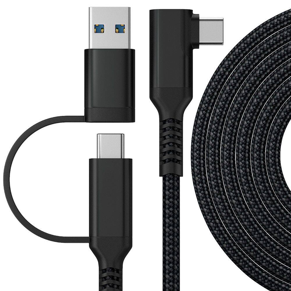 RIXINNY Cáp USB 3.0 Type C Di Động 90 Độ Khuỷu Tay Cho Oculus Quest 2 Cáp Trực Tuyến Phụ Kiện Tai Nghe VR Cáp Dữ Liệu Sạc Nhanh Cáp Sạc Nhanh Cho Quest 2 Cáp Liên Kết Dây Dữ Liệu