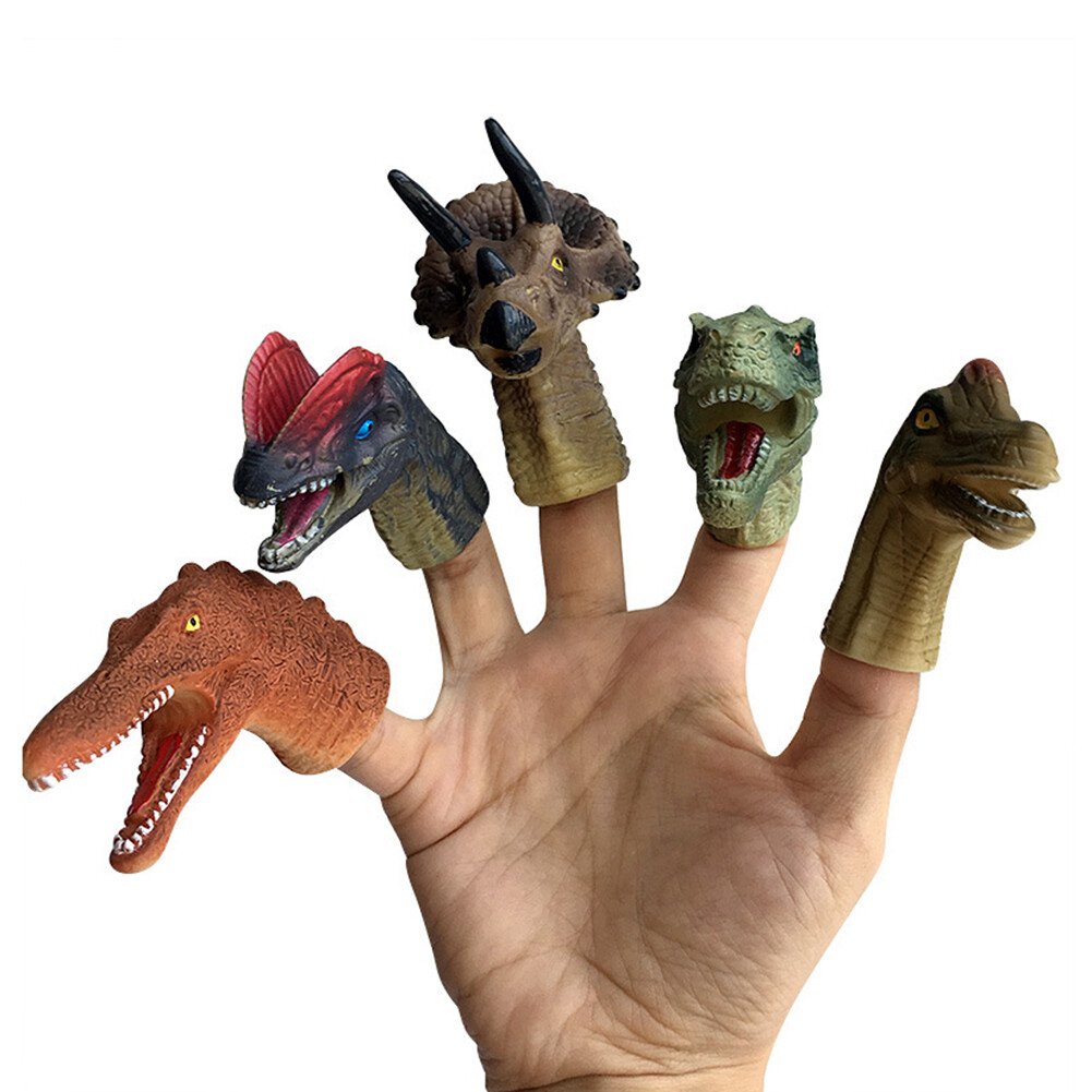 HZY 5Pcs Simulation Dinosaur Mini Finger Sleeve Puppets Children Interactive Educationla Toy for Gift