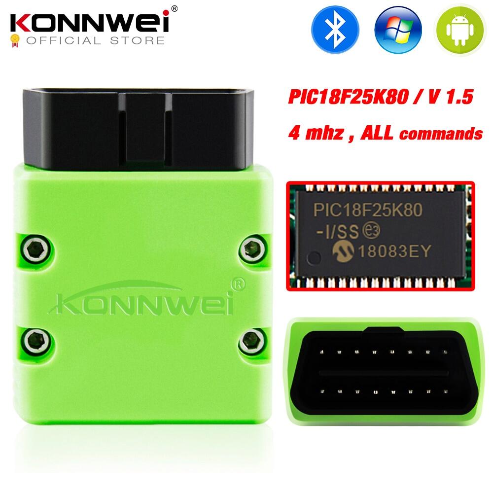Konnwei elm327 v1.5 obd2 scanner kw902 bluetooth autoscanner pic18f25k80 mini elm 327 obdii kw902 code reader for android phone