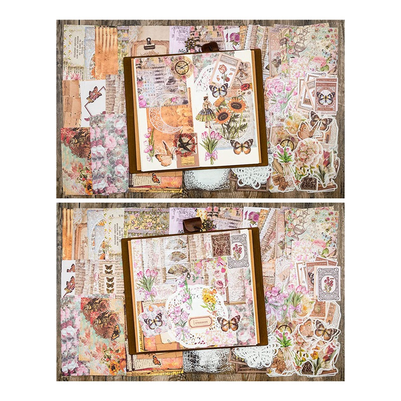 200 Pieces Vintage Ephemera Bundle Junk Journal Kit Scrapbook Supplies ...