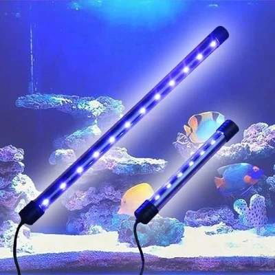 Submersible LED Aquarium Lights Fish Tank Light Bar Blue/White Submersible Underwater Clip Lamp Aquatic Deco