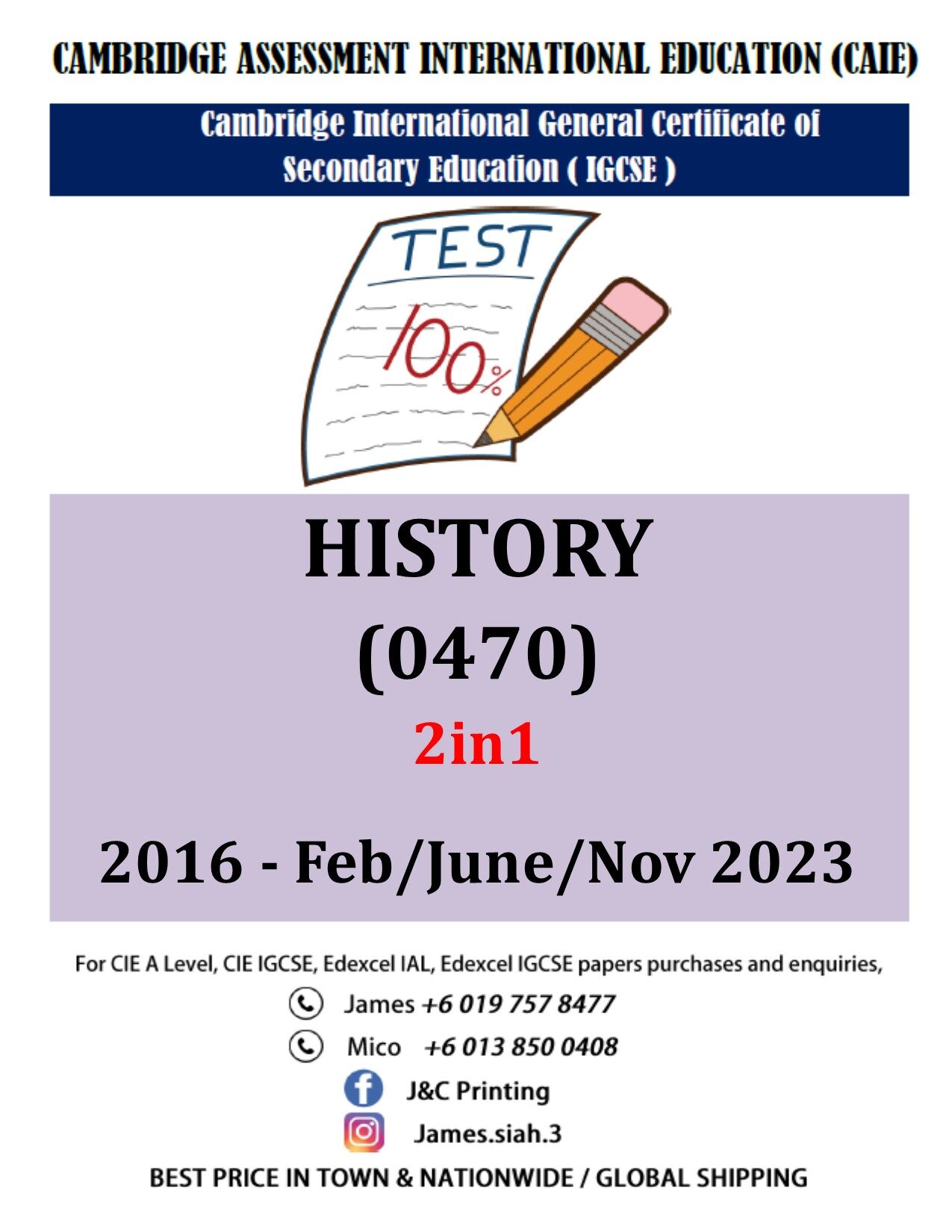 Cambridge Igcse HISTORY 0470 2IN1 Version (PAPER 1,2,4) PAST YEAR PAPER ...