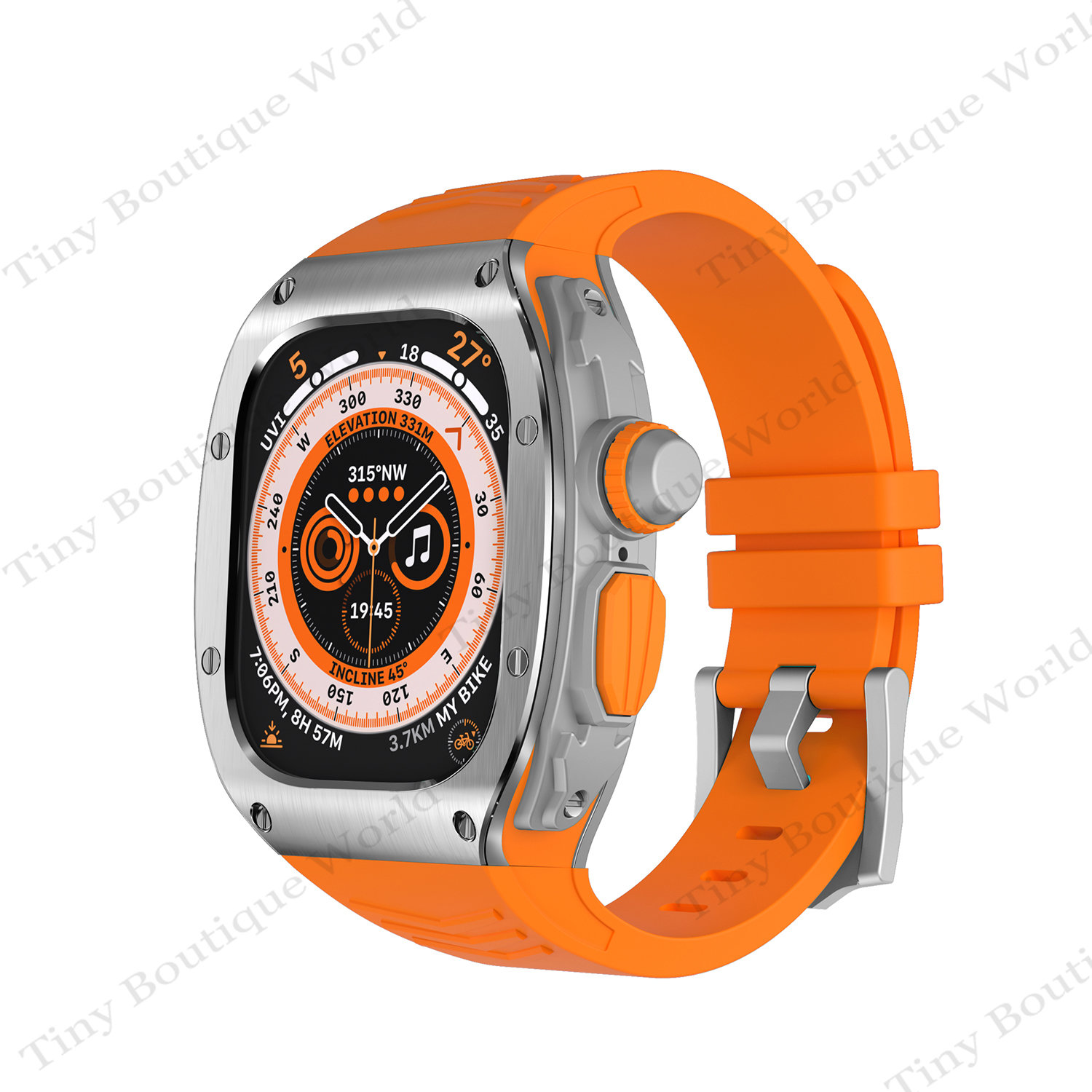 49mm Stainless Steel Case Silicone Strap For Apple Watch Ultra 49MM Diy Modification Kit Metal Bezel For i Watch 49 Mod Kit