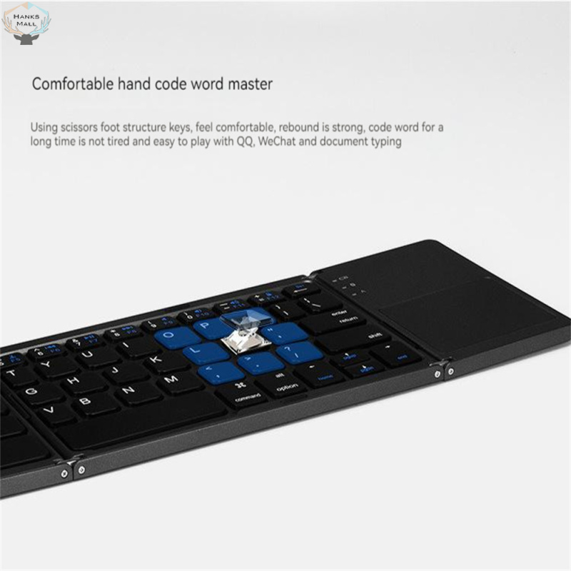 HK Portable Mini Bluetooth-compatible Keyboard Wireless Foldable Trackpad Keyboard Compatible For Ios Android Windows ipad