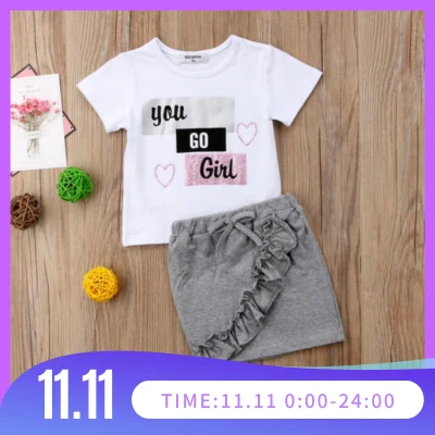Newborn Infant Kids Baby Girls Top T-shirt Skirts Floral Dress Outfit Clothes Set Fashion