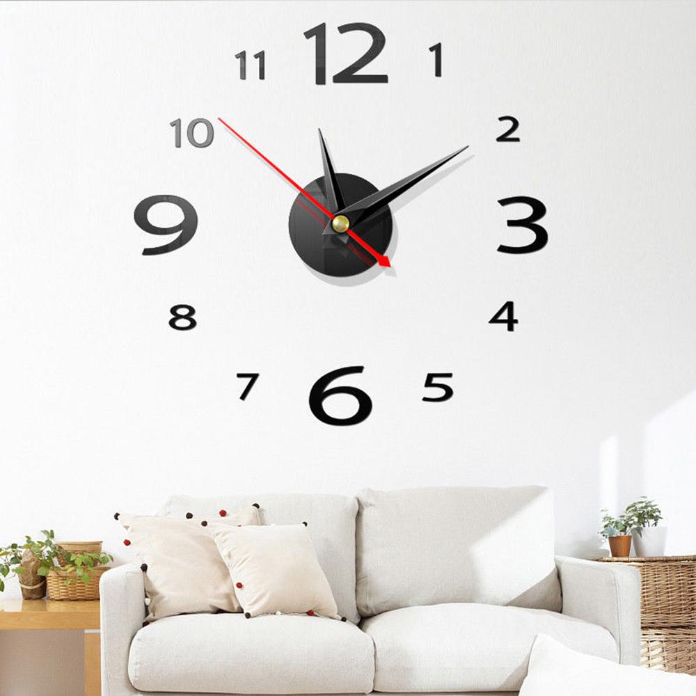 blackhorse New 3D DIY Wall Clock Mirror Sticker Big Watch Sticker Home Decor Unique Gift