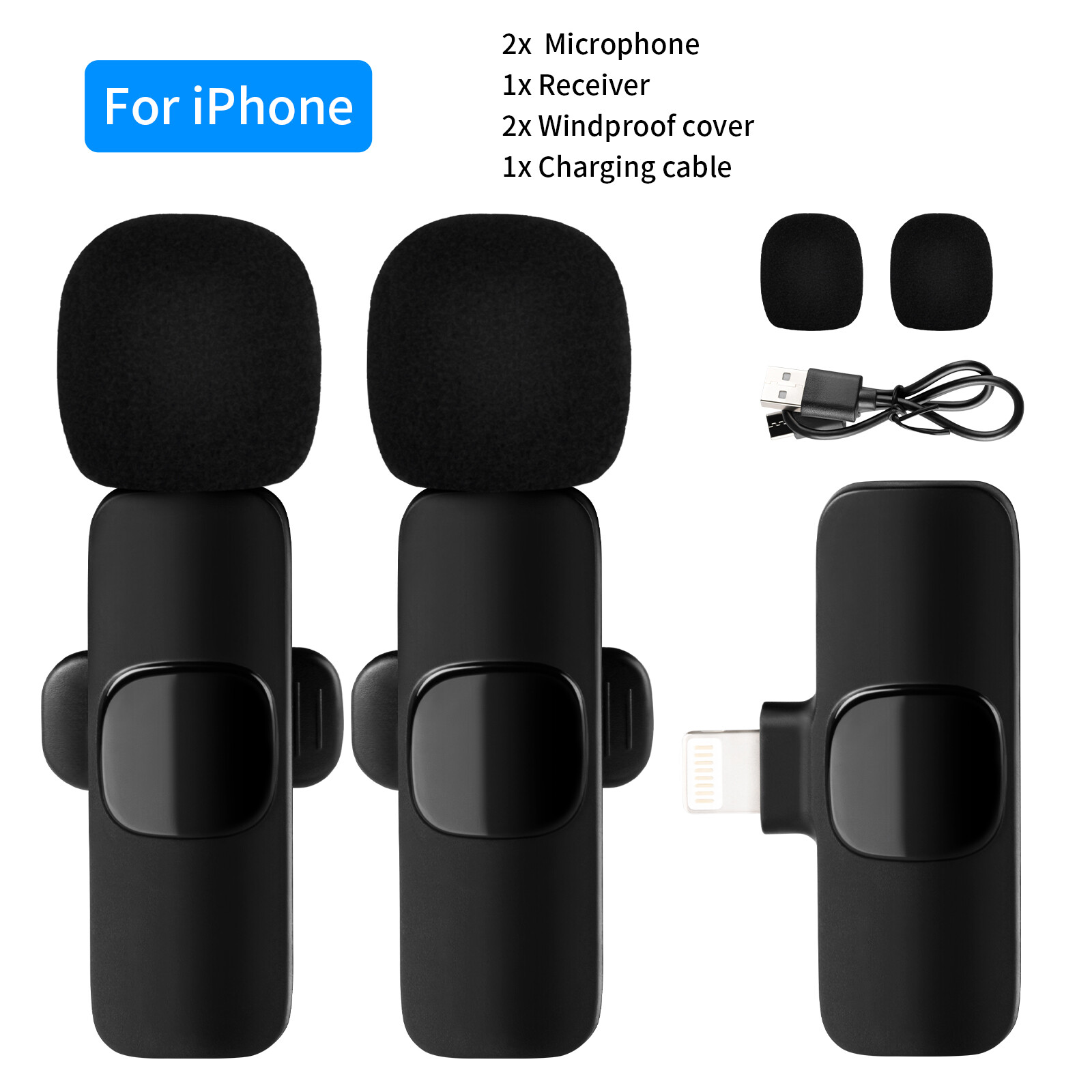 Selens Wireless Lavalier Microphone Mic For iPhone iPad Type C Android Video Recording