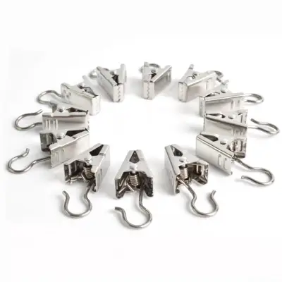 SensoDaily 20PCS/SET Curtain Clip Stainless Steel Curtain Hook Metal Rings Clips with Eyelets For Window Curtain