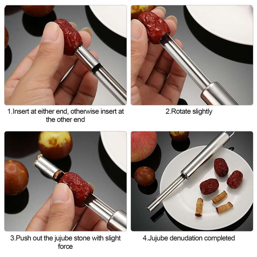 Dụng Cụ Lấy Lõi Trái Cây, Bộ 4 Dụng Cụ Lấy Lõi Và Lấy Lõi Đa Năng, Dụng Cụ Lấy Lõi Bằng Thép Không Gỉ Cho Táo, Lê, Anh Đào, Táo Tàu, Chà Là Đỏ Trở Lên Với Lưỡi Răng Cưa Sắc Bén