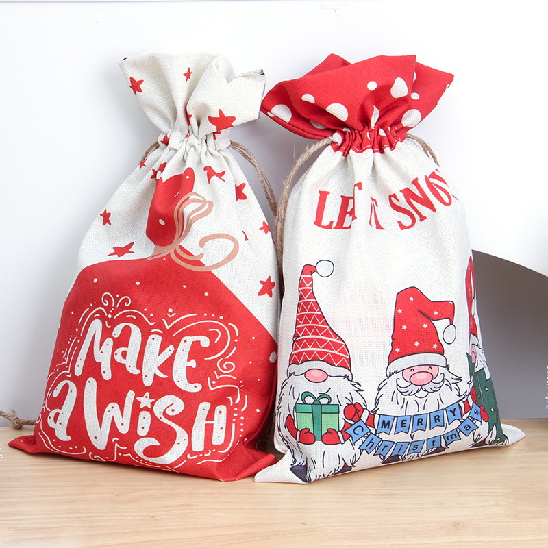 Christmas Purses Wrapping Packaging Cookies Candy Gift Bag Drawstring